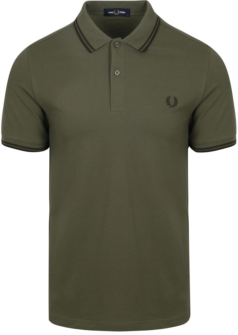 Fred Perry Twin Tipped Short Sleeve Polo Shirt Heren Green- Heren Green