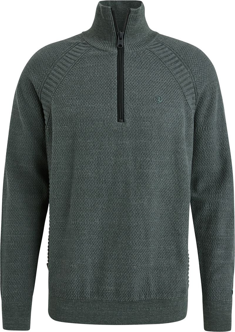 Cast Iron Knitted Half Zip Pullover Grün - Größe L günstig online kaufen