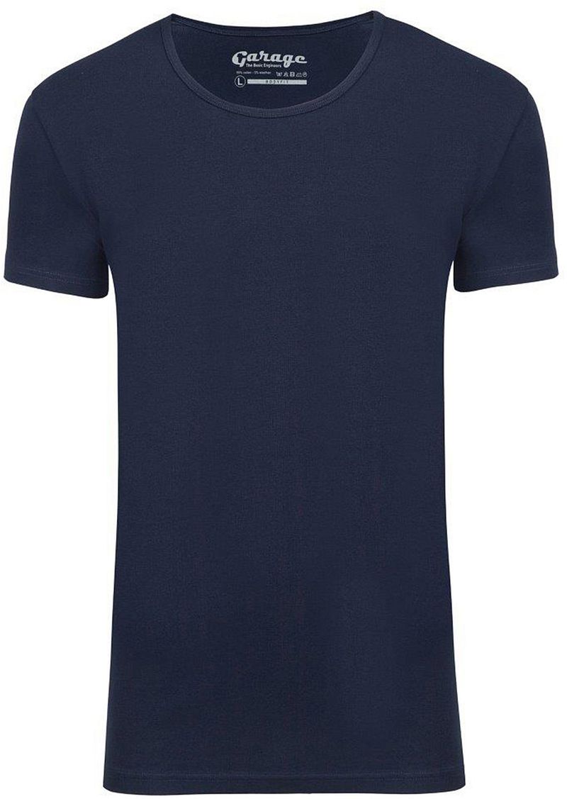 Garage Stretch Basic T-Shirt Dunkelblau Tiefer Rundhals - Größe XXL günstig online kaufen