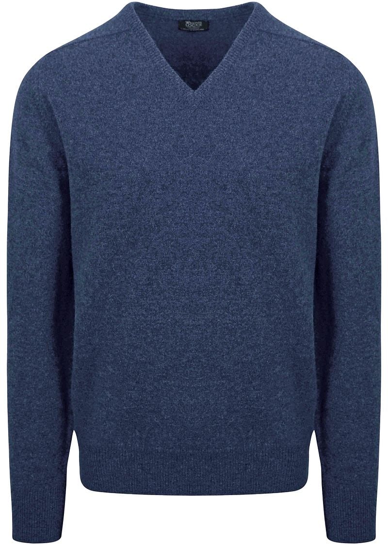 William Lockie Pullover Lamwolle V-Ausschnitt Indigo Blau - Größe XL günstig online kaufen