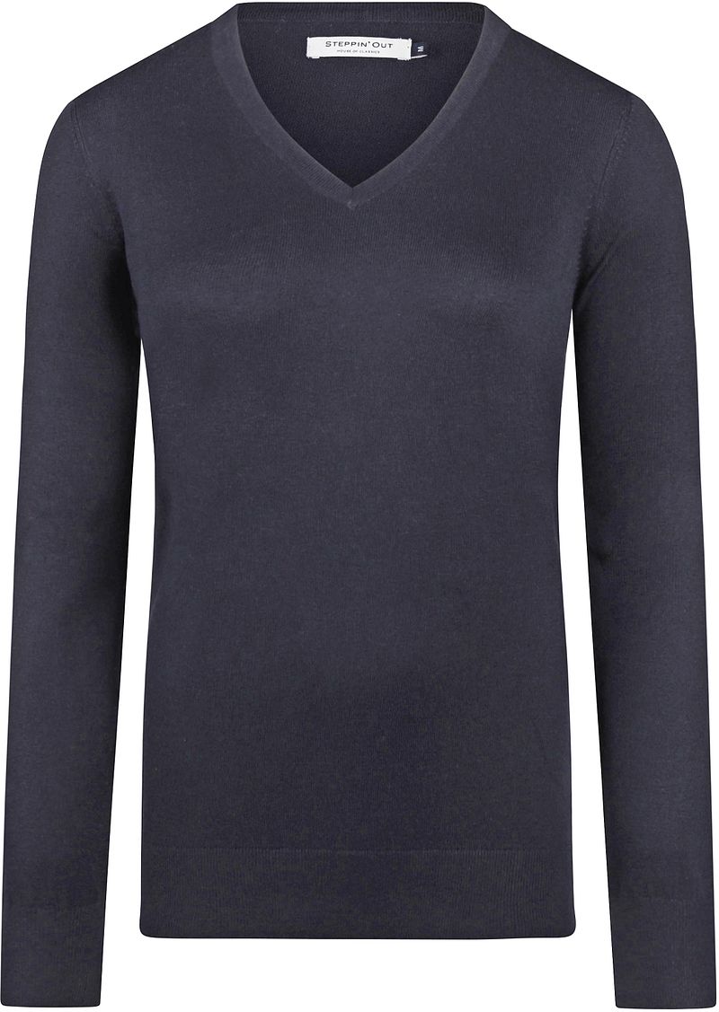 Steppin' Out Damestrui Cotton Cashmere V-hals Navy