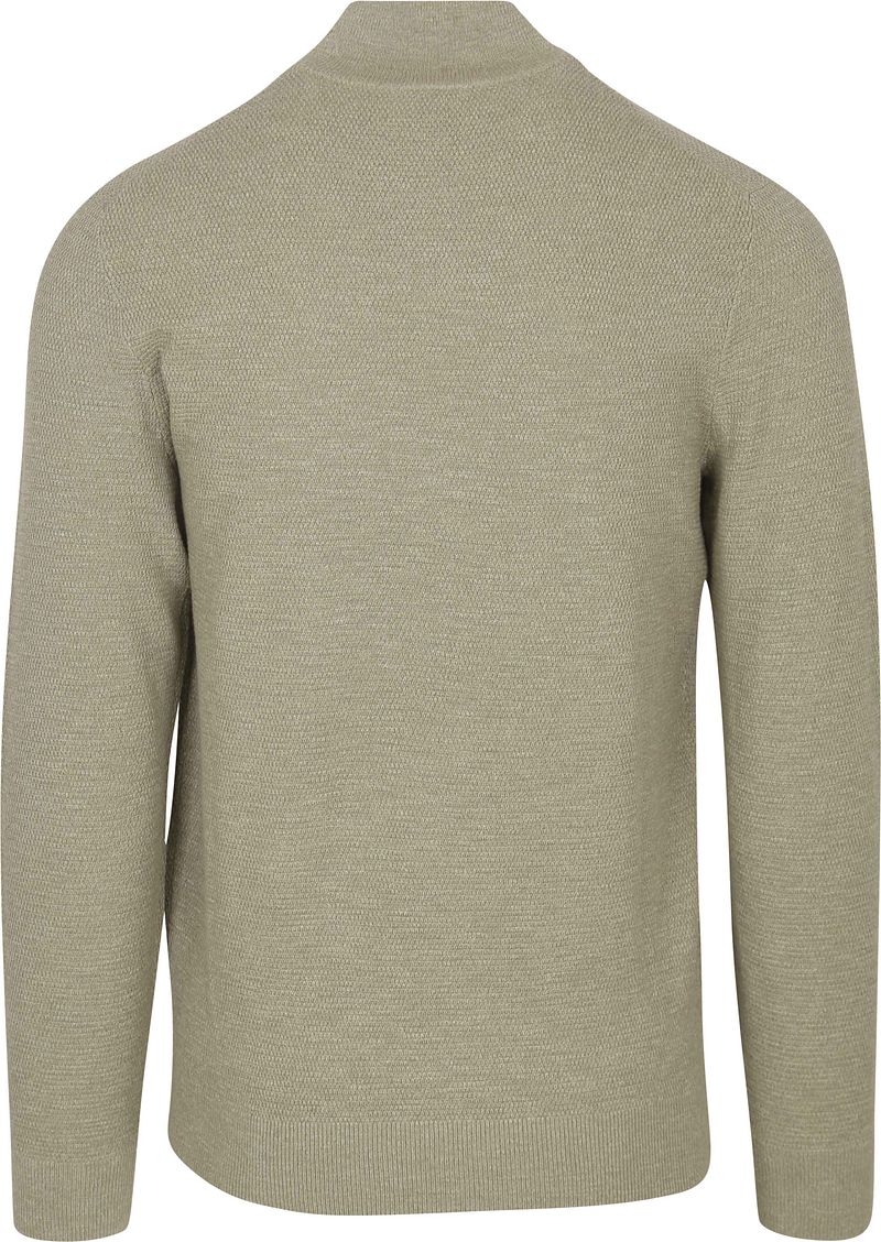 Profuomo Half Zip Pullover Structuur Mid Groen