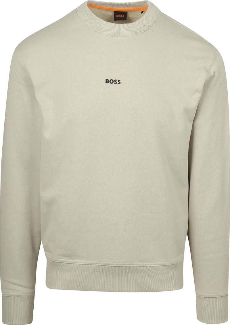 Hugo Boss Crewneck Sweatshirt French Terry Fleece Logo Beige Heren