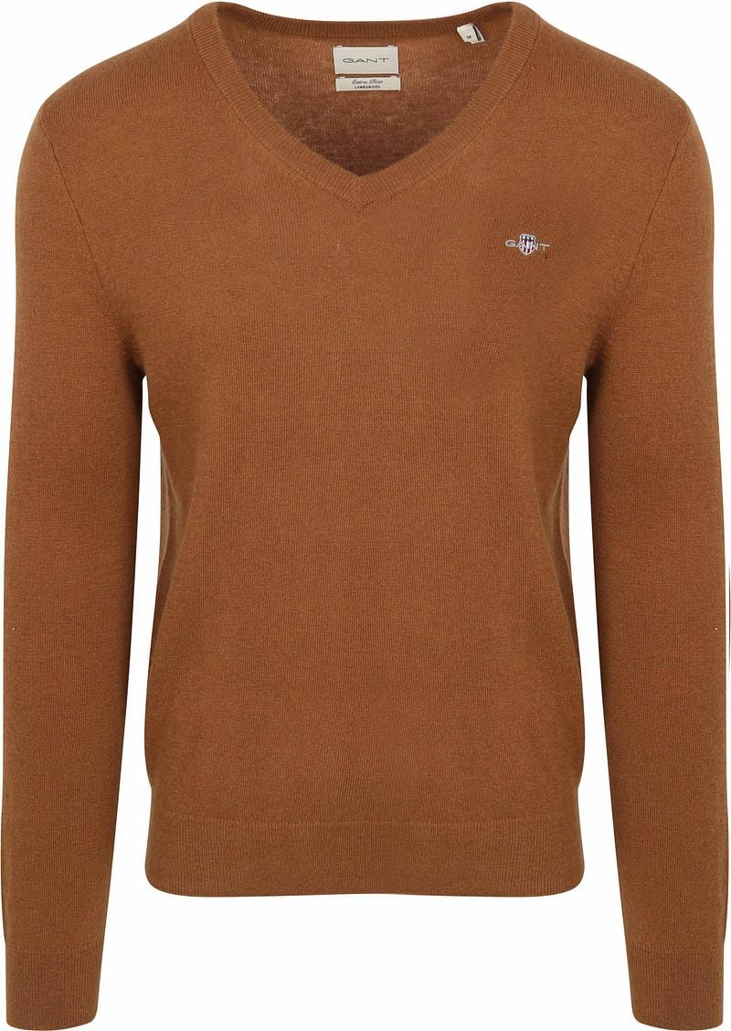 Gant Pullover V-Ausschnitt Wool Blend Camel - Größe L günstig online kaufen