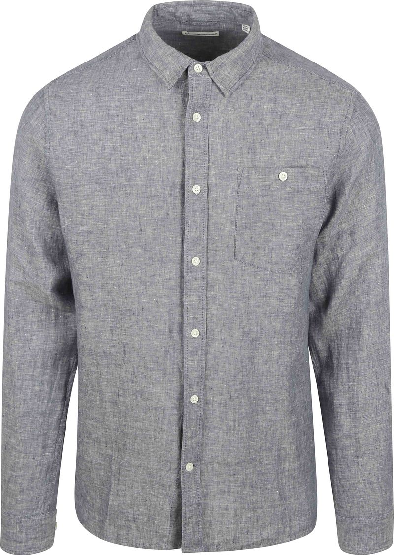KnowledgeCotton Apparel Overhemd Linnen Vintage Indigo