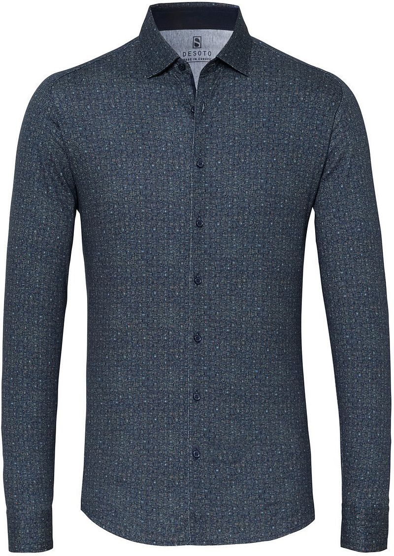 Desoto Chemise Foncé Impression Bleu Bleu foncé taille S