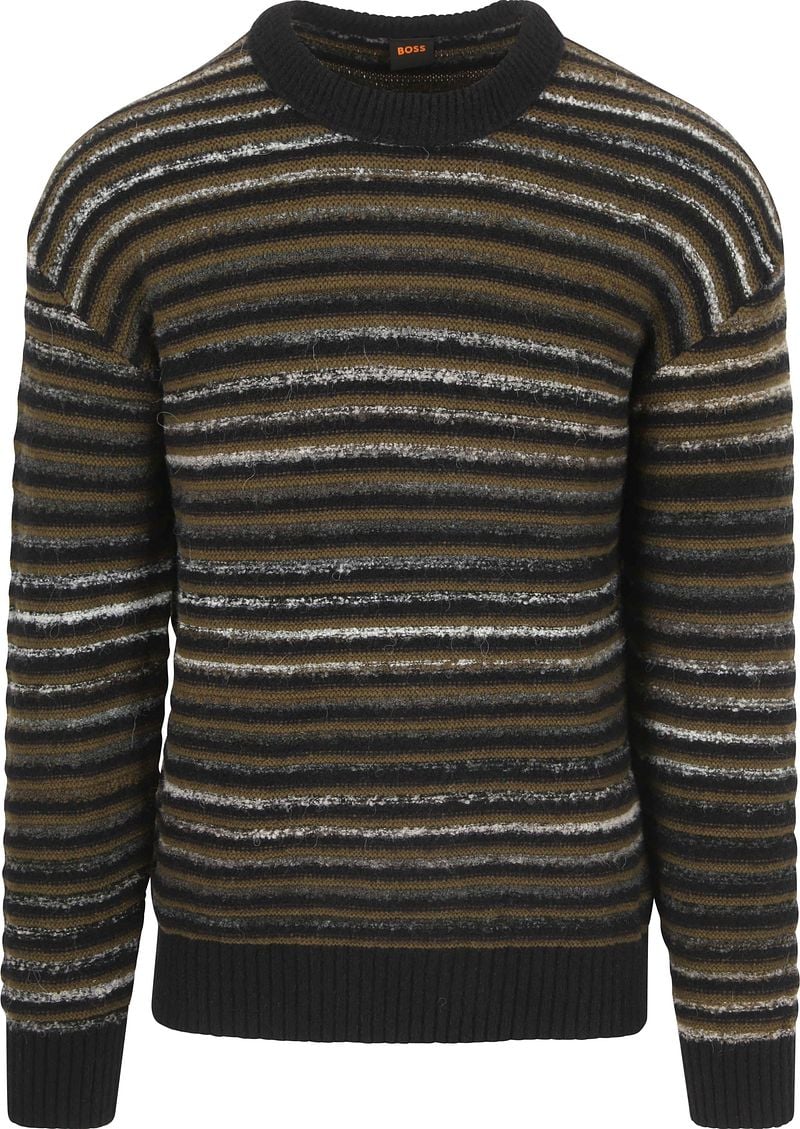 Hugo Boss Gestreepte wolmix pullover Black Heren