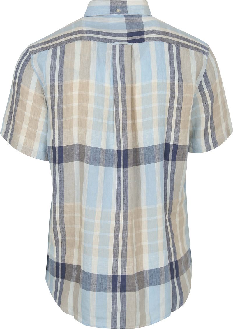 Gant Korte Mouwen Overhemd Linnen Ruiten Blauw