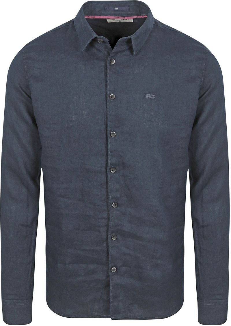 No Excess Overhemd Lange Mouw Overhemd Linnen Navy