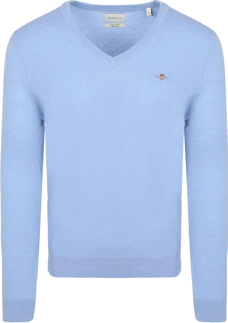 Gant Pullover V-Ausschnitt Wool Blend Hellblau - Größe M günstig online kaufen