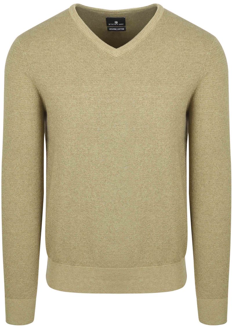 State Of Art Pullover Structure V-Ausschnitt Grün - Größe XXL günstig online kaufen