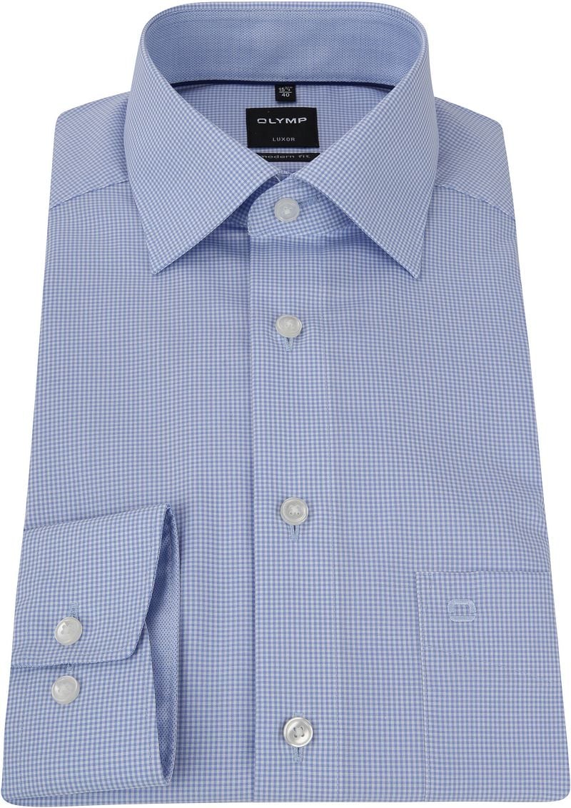 OLYMP Luxor Blau Karo Hemd - Größe 47 günstig online kaufen