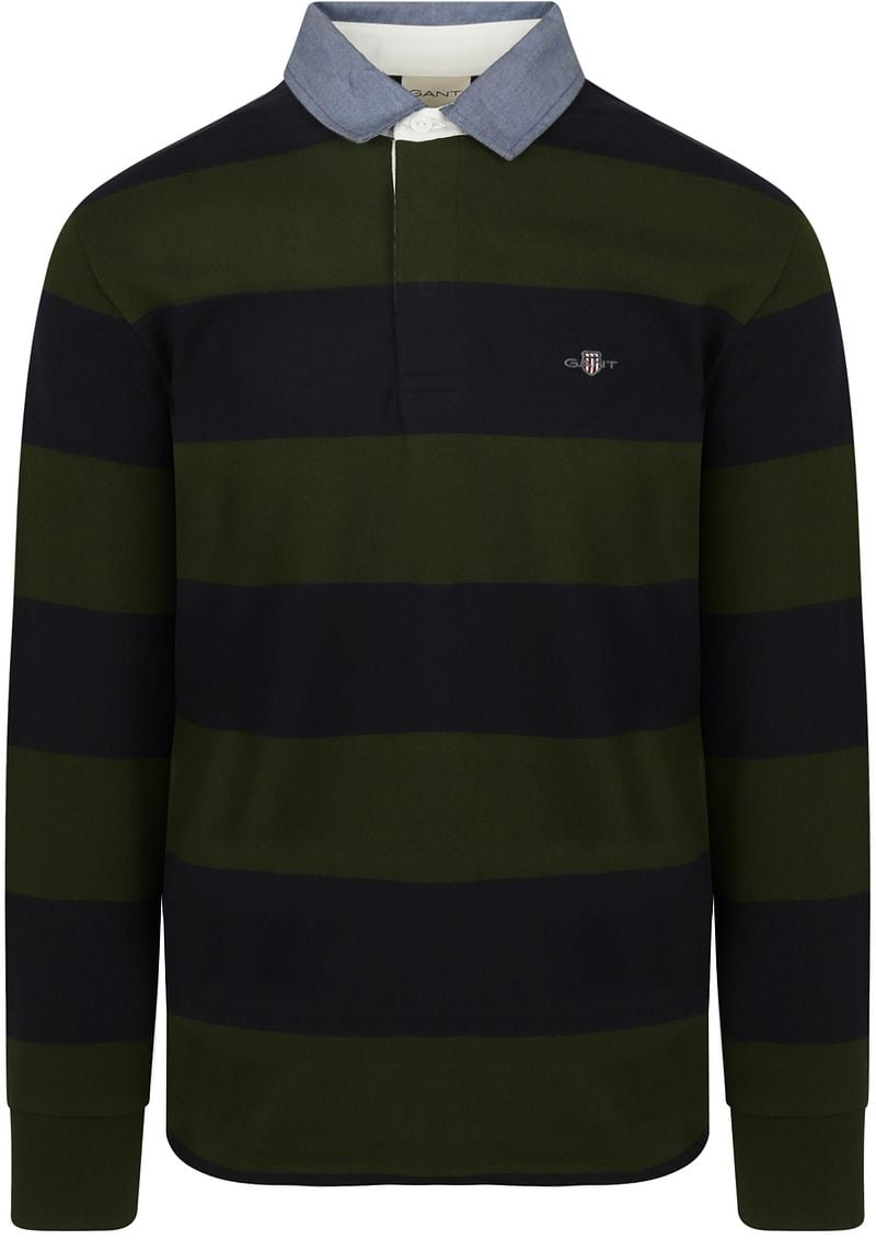 Gant Heavy Rugger Shield Poloshirt Streifen Navy Grun - Größe 3XL günstig online kaufen