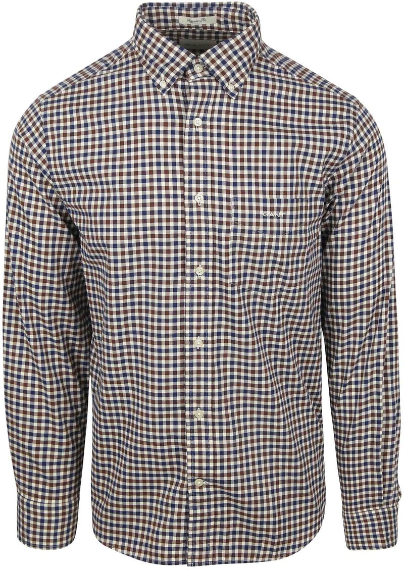 Gant Casual Overhemd Twill Ruit Bruin