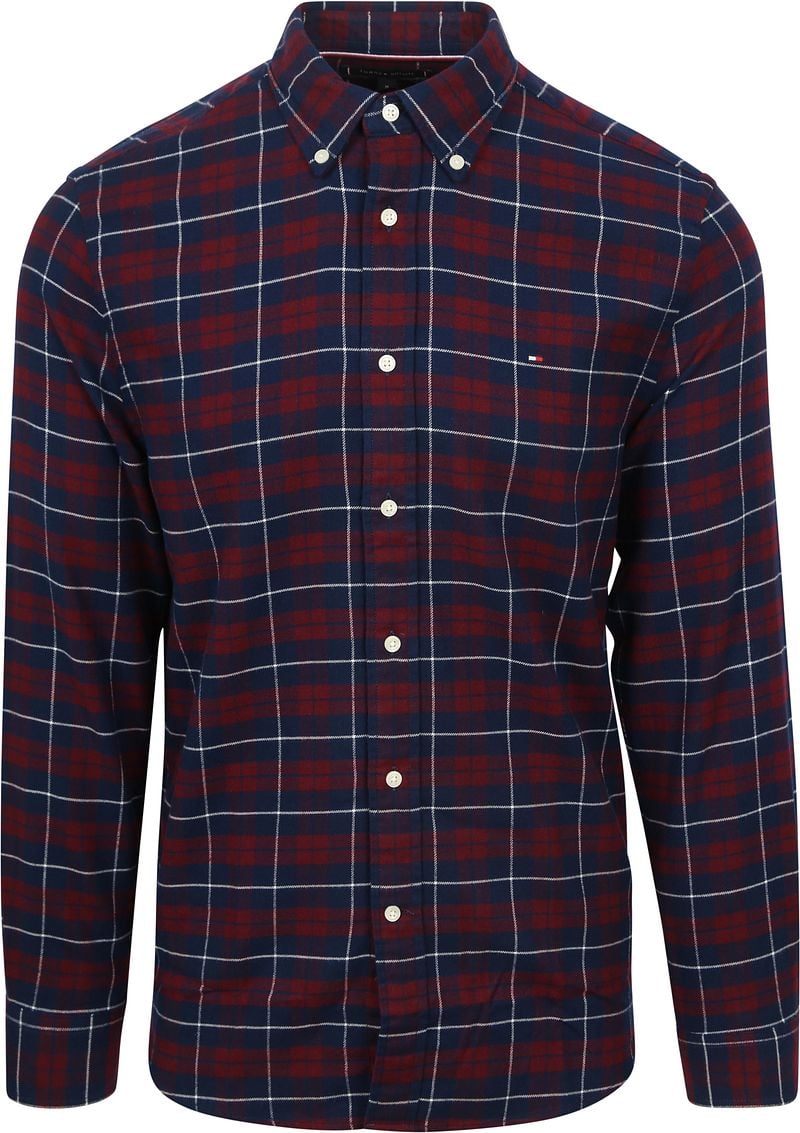 Tommy Hilfiger Flanel Hemd Karos Bordeaux - Größe L günstig online kaufen