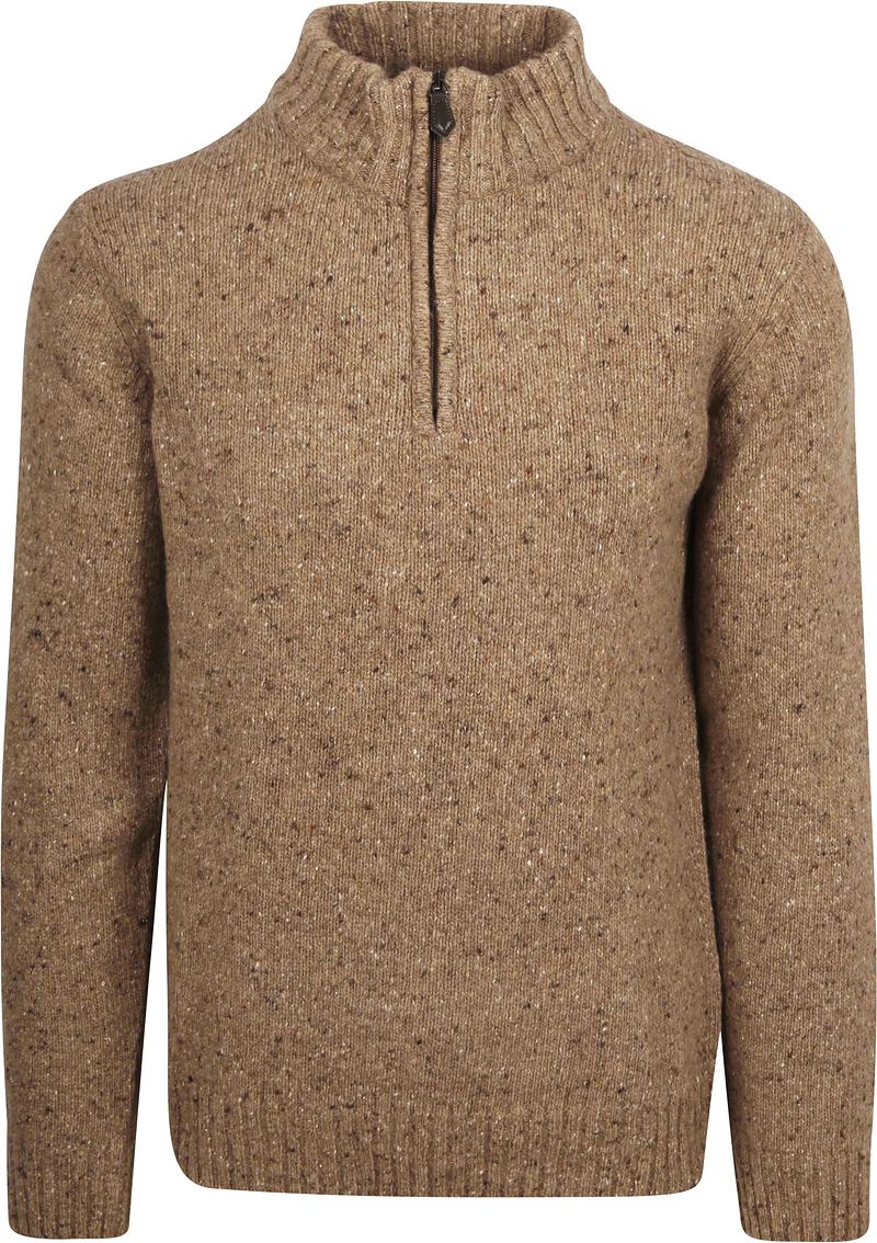 Suitable Half Zip Trui Tweed Wol Blend Beige