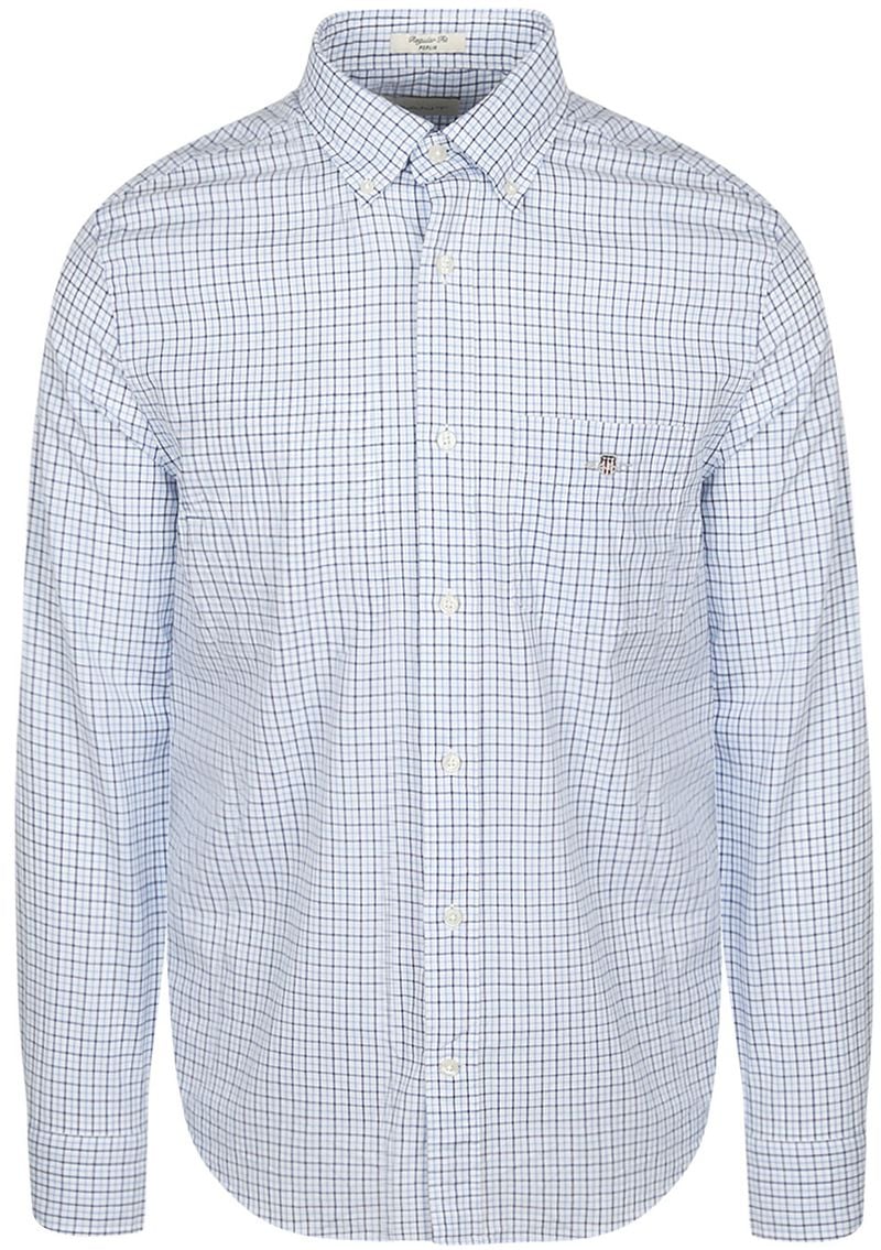 Gant Casual Overhemd Poplin Ruit Blauw