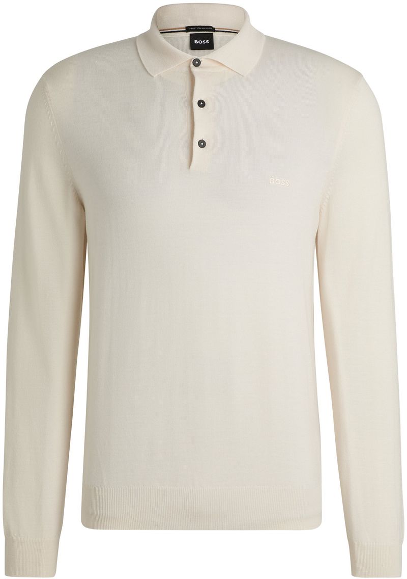 Hugo Boss Lange Mouw Witte Polo Trui van Maagdelijke Wol White Heren