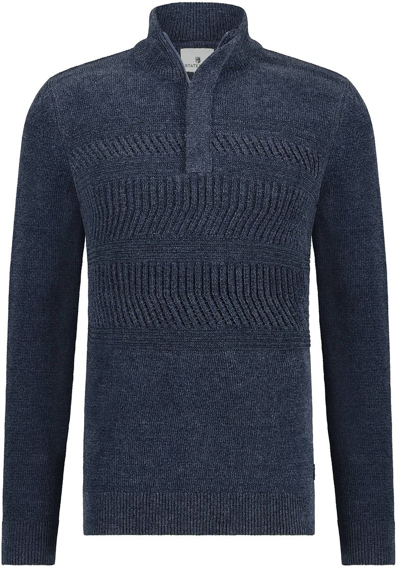 State Of Art Cardigan Demi-Zip Chenille Marine Bleu Bleu foncé taille M