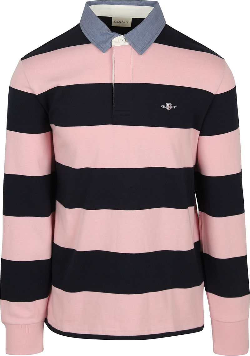 Gant Heavy Rugger Shield Polo Streep Navy Roze