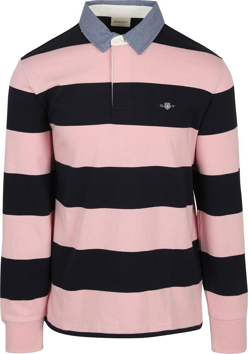 Gant Heavy Rugger Shield Poloshirt Streifen Navy Rosa - Größe L günstig online kaufen