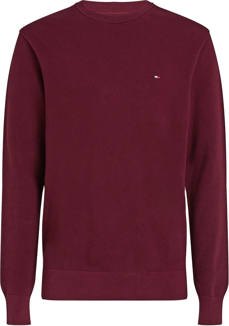 Tommy Hilfiger Structure Pullover Bordeaux Rot - Größe M günstig online kaufen