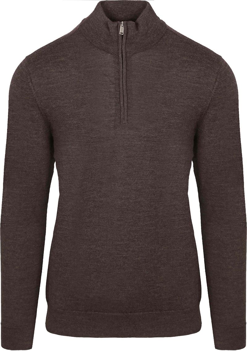 Profuomo Half Zip Pullover Merinowolle Dunkelbraun - Größe S günstig online kaufen