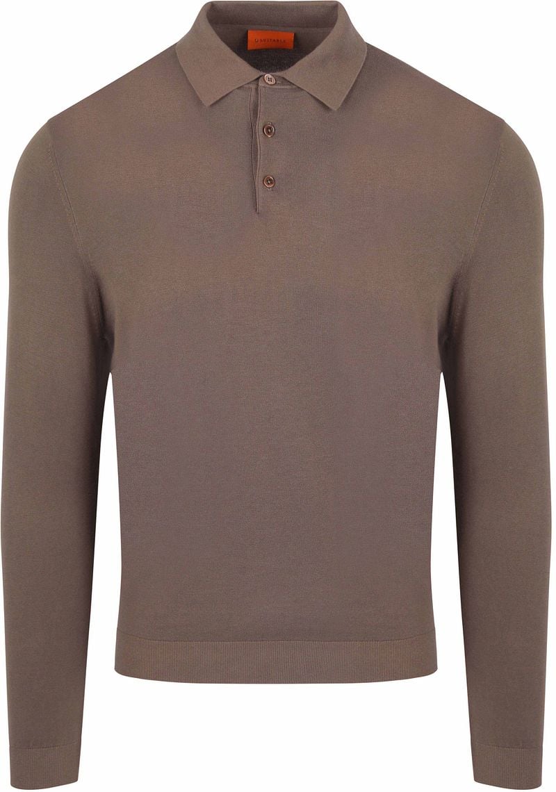 Suitable Compact Cotton Poloshirt Taupe