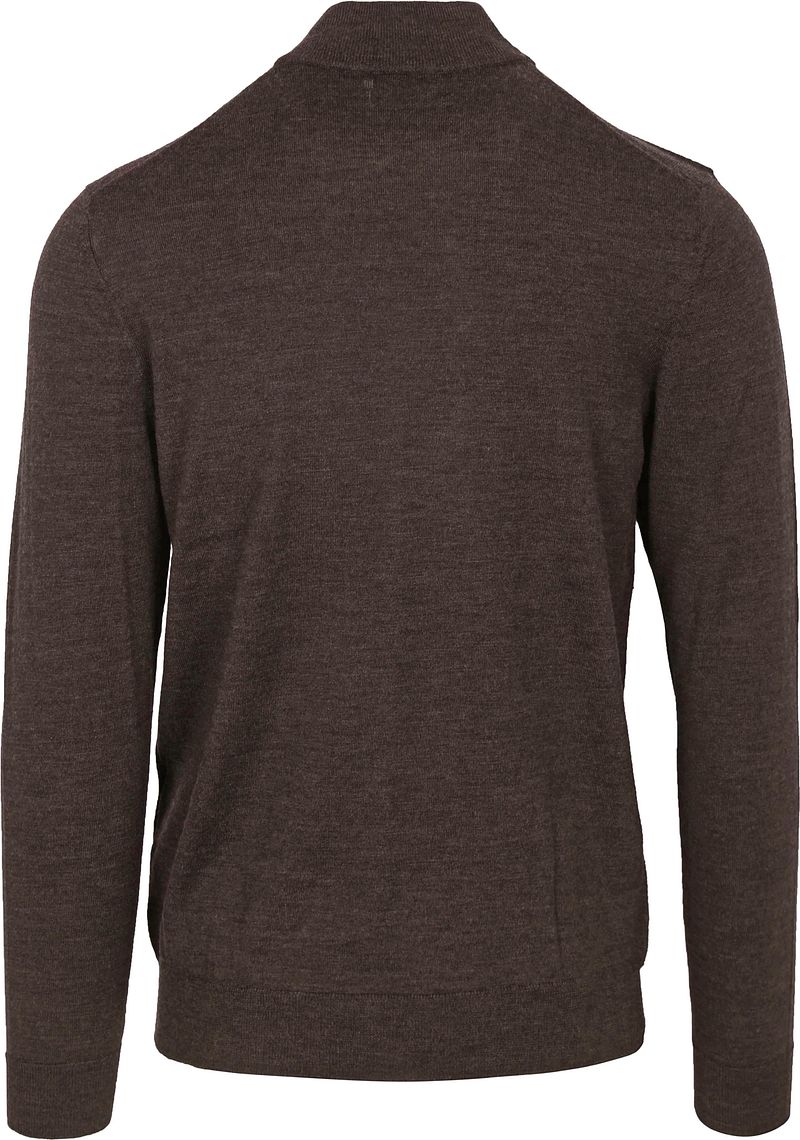 Profuomo Half Zip Pullover Merinowol Donkerbruin