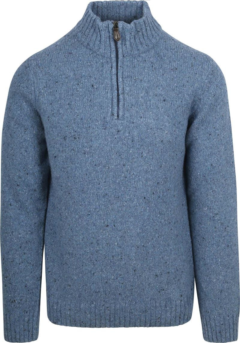 Suitable Half Zip Trui Tweed Wol Blend Blauw