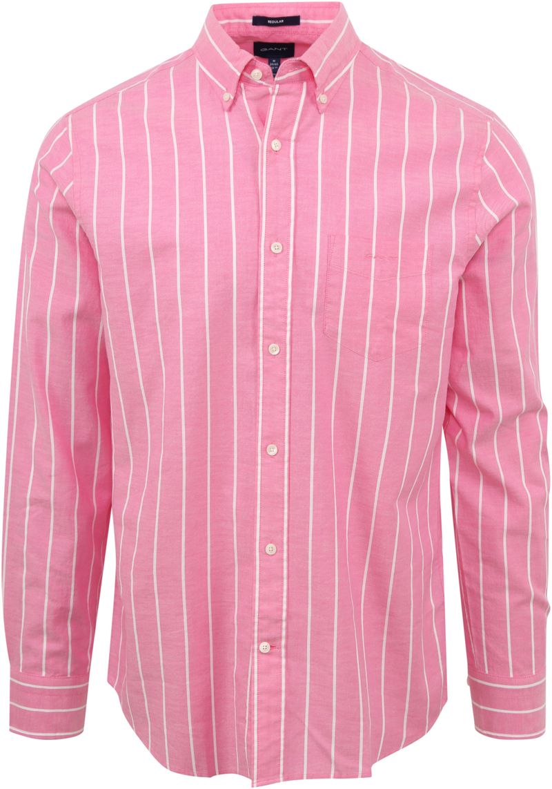 gant casual overhemd oxford streep roze