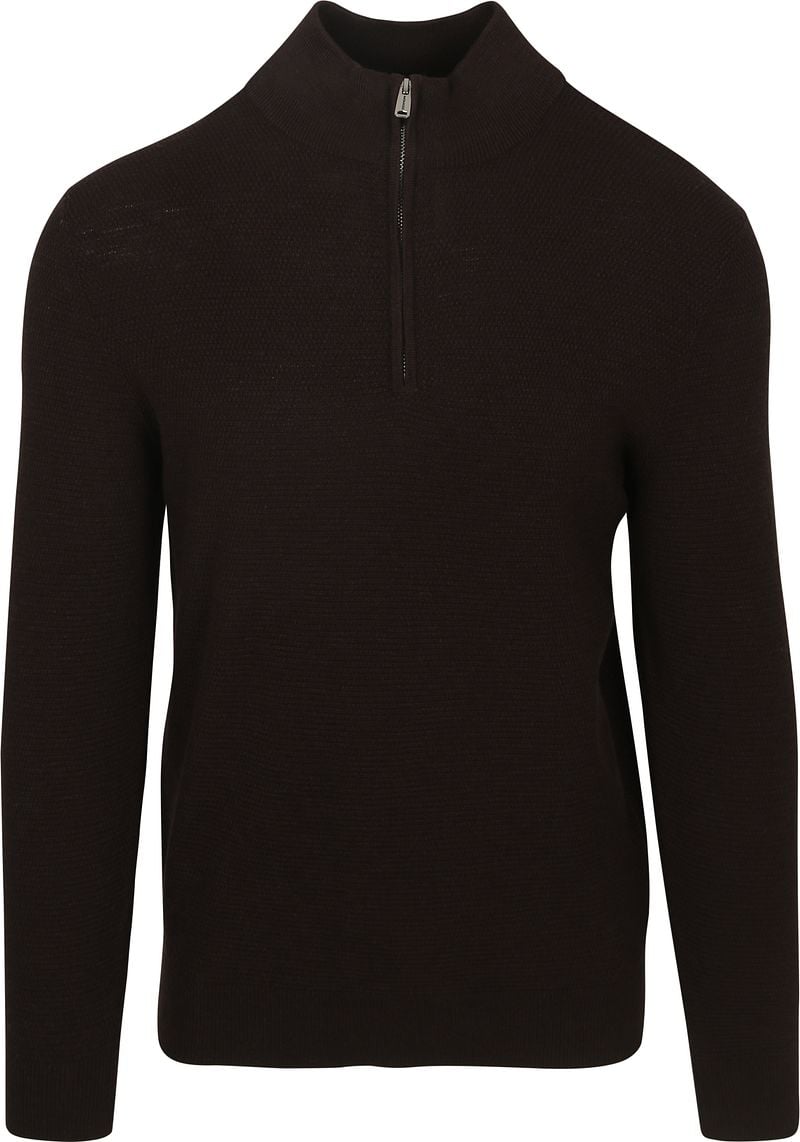 Profuomo Half Zip Pullover Structure Braun - Größe XXL günstig online kaufen
