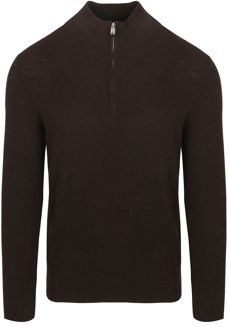 Profuomo Half Zip Pullover Structure Braun - Größe XL günstig online kaufen