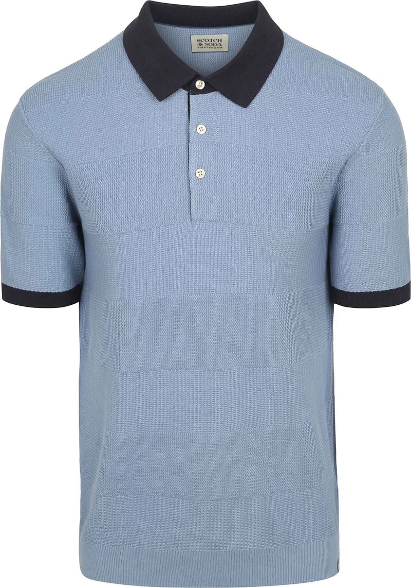 Scotch and Soda Knitted Polo Structure Blauw