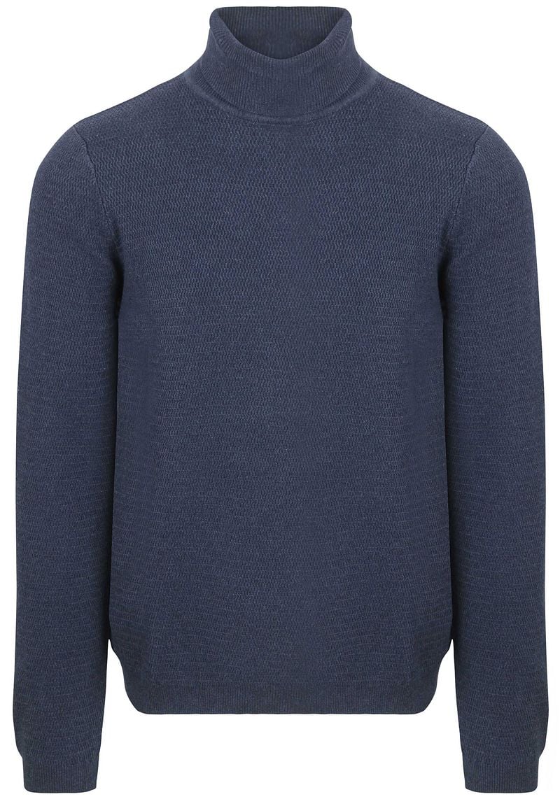 Suitable Rollkragenpullover Structure Melange Navy - Größe L günstig online kaufen