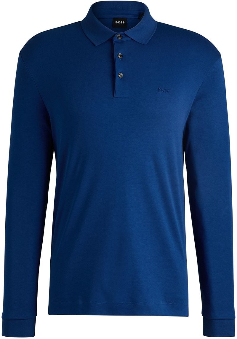 BOSS Pado Longsleeve Poloshirt Kobaltblau