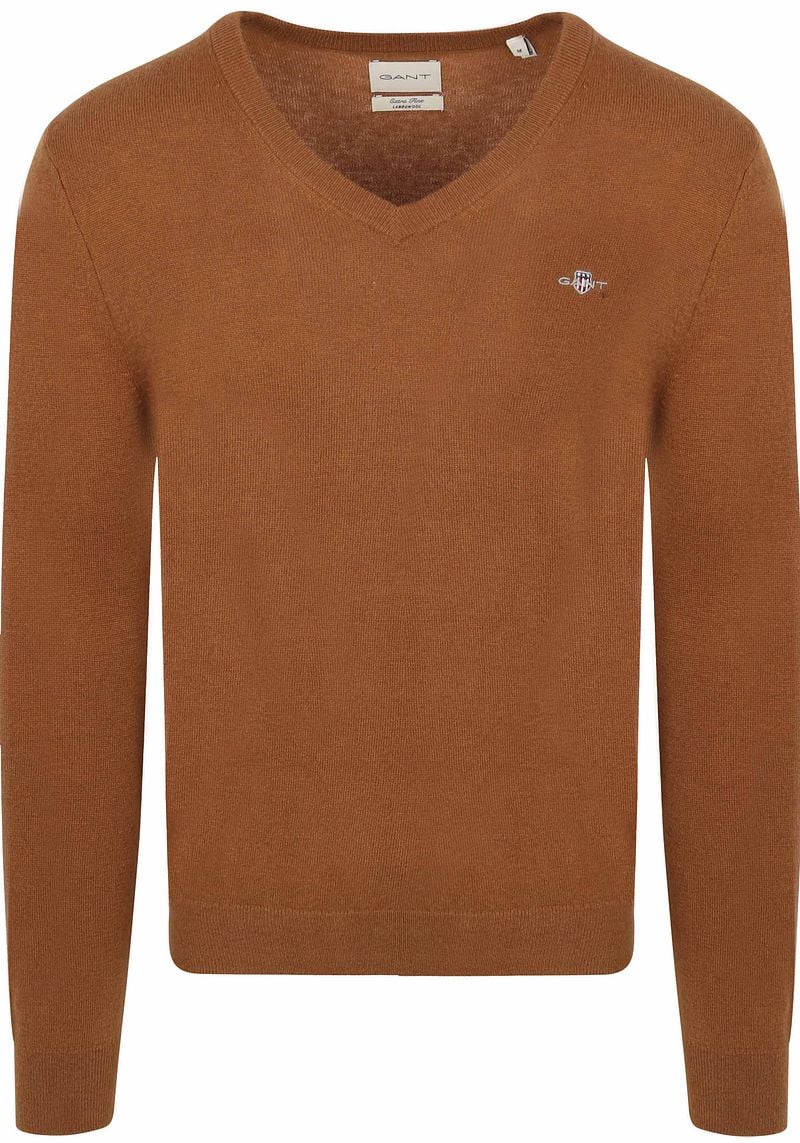 Gant Pullover V-Ausschnitt Wool Blend Camel - Größe M günstig online kaufen