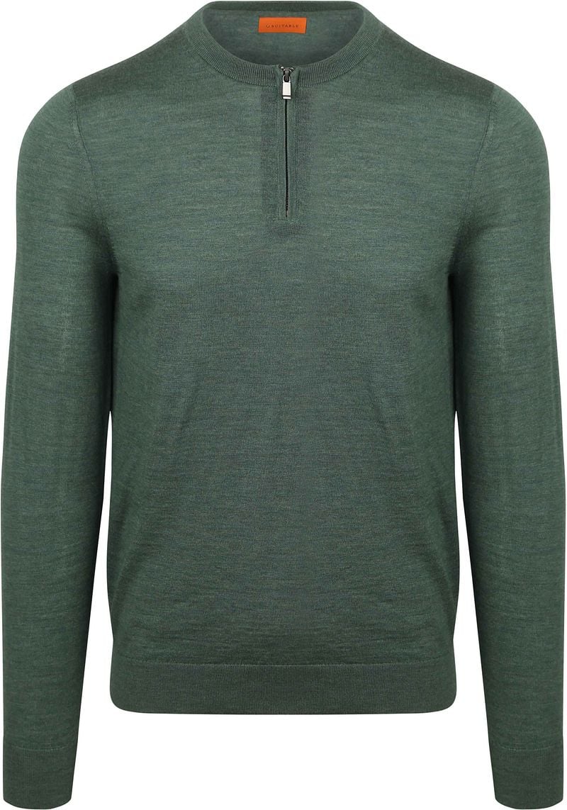 Suitable Crew Zip Merino Groen
