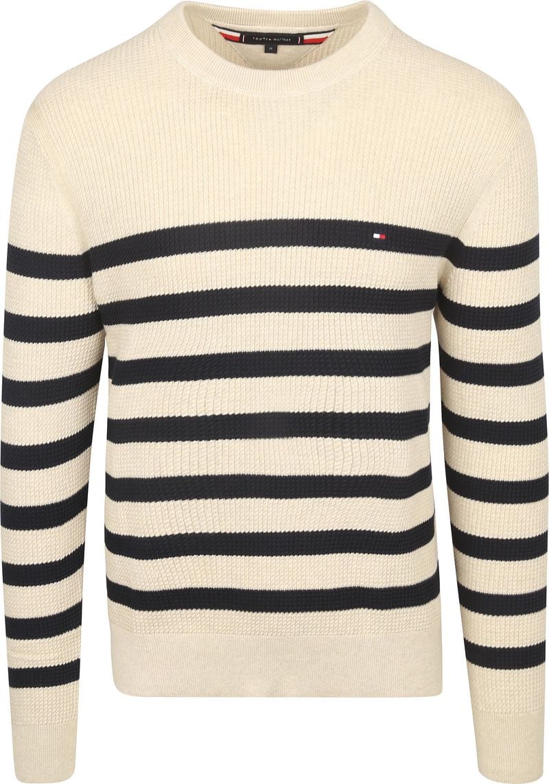 Tommy Hilfiger Sweater Ink Stripes Beige - Größe XL günstig online kaufen