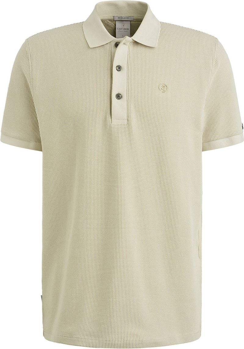 Cast Iron regular polo met ingebreid patroon grijs