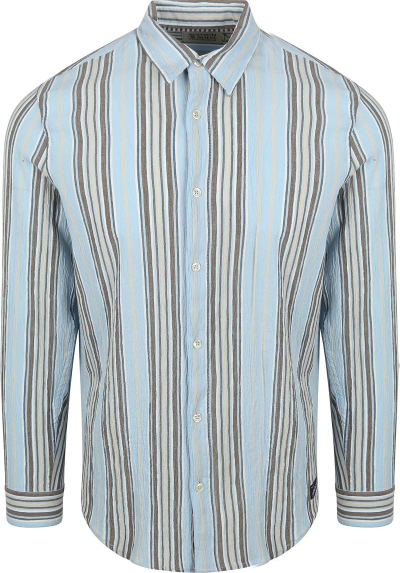 Scotch & Soda Overhemd Lange Mouw Scotch & Soda Overhemd Crinkled Stripe Lichtblauw