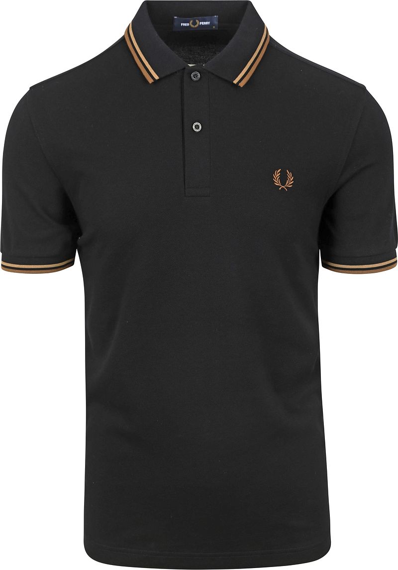 Fred Perry Twin Tipped Short Sleeve Polo Shirt Heren Black- Heren Black