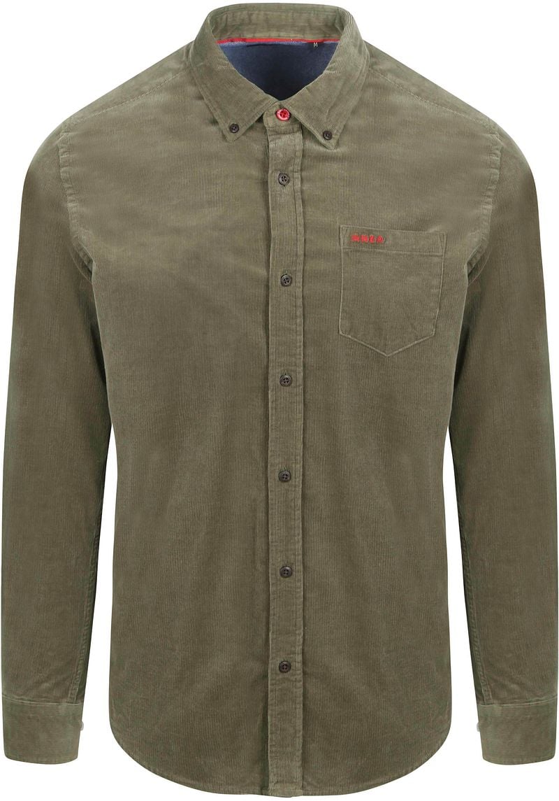 New zealand auckland NZA Overhemd Omar Fine Corduroy Olijfgroen