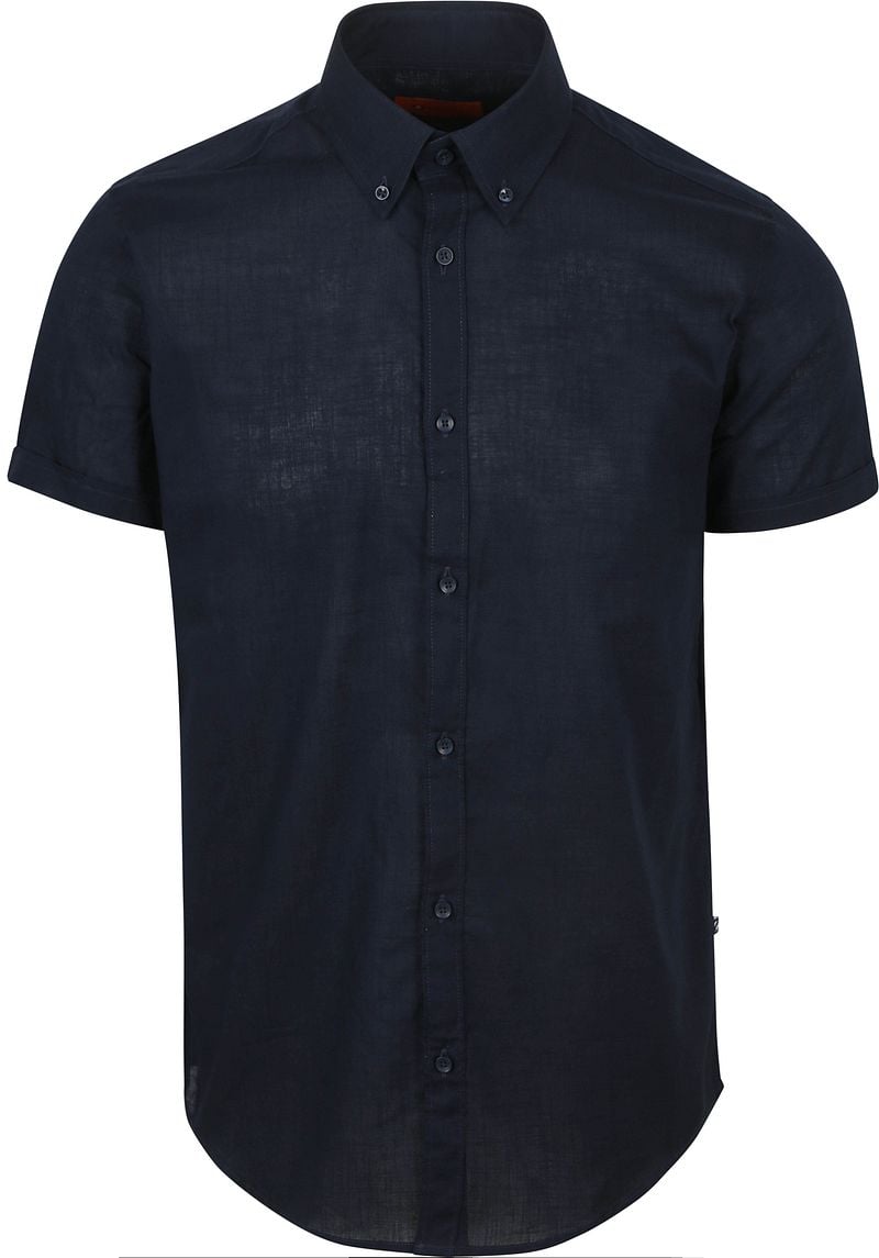 Suitable Short Sleeves Hemd Cotton Slub Navy - Größe M günstig online kaufen