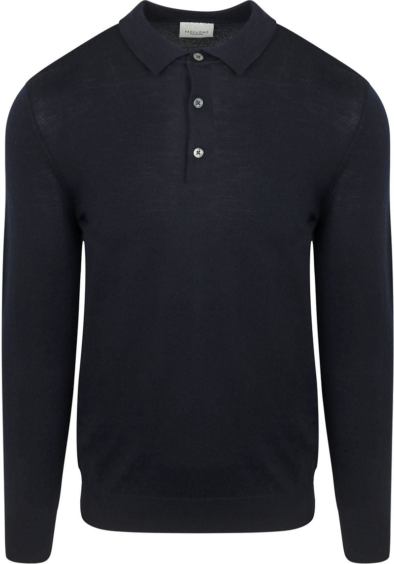 Profuomo Longsleeve Poloshirt Merinowolle Navy - Größe XL günstig online kaufen