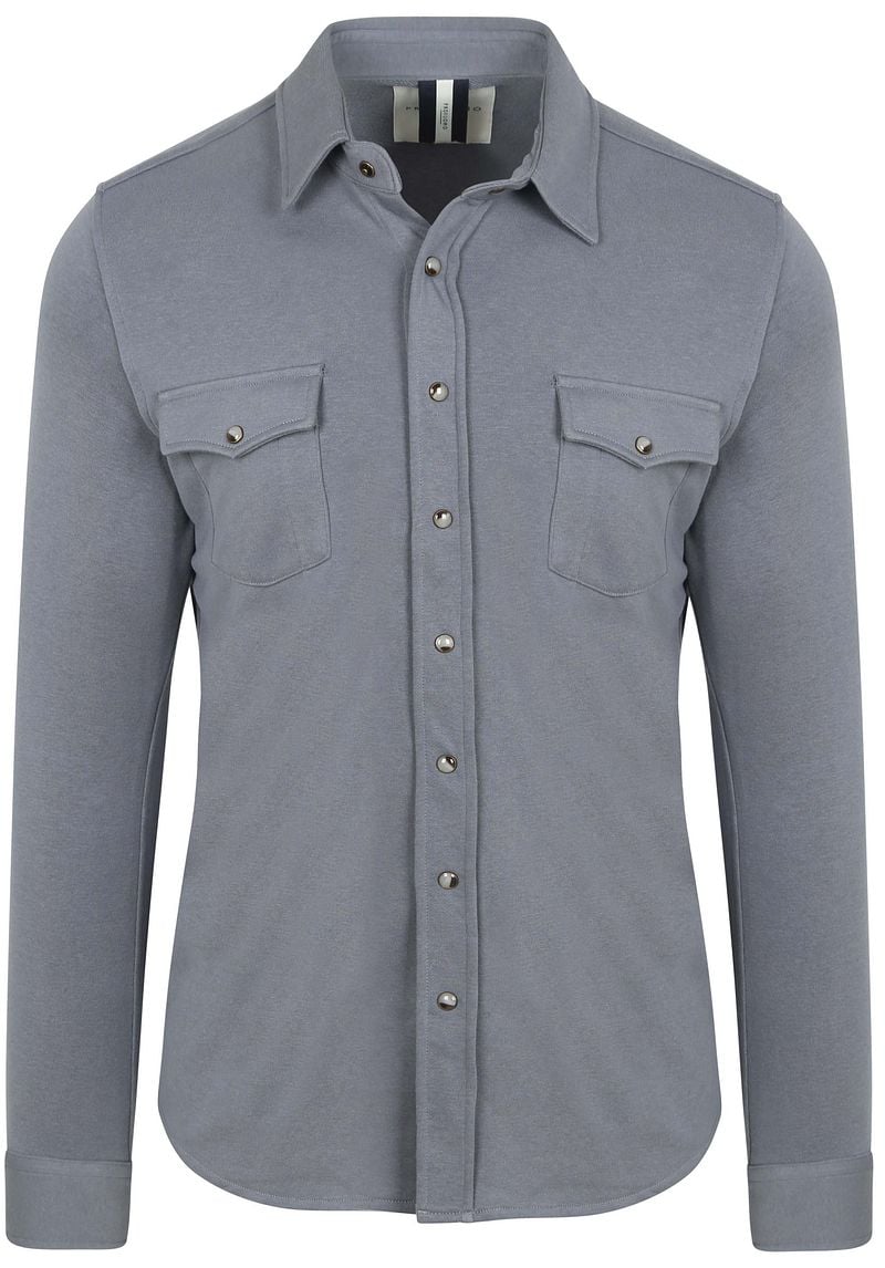 Profuomo Sweater Overshirt Western Jersey Blauw