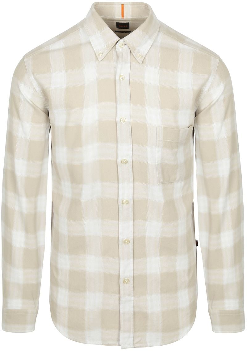 BOSS Rickert Hemd Karos Beige - Größe XL günstig online kaufen