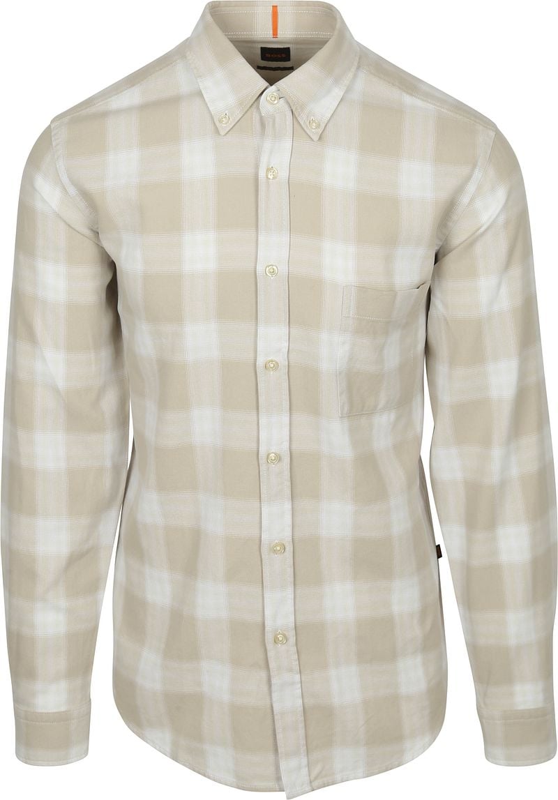 Boss Rickert Overhemd Ruit Beige
