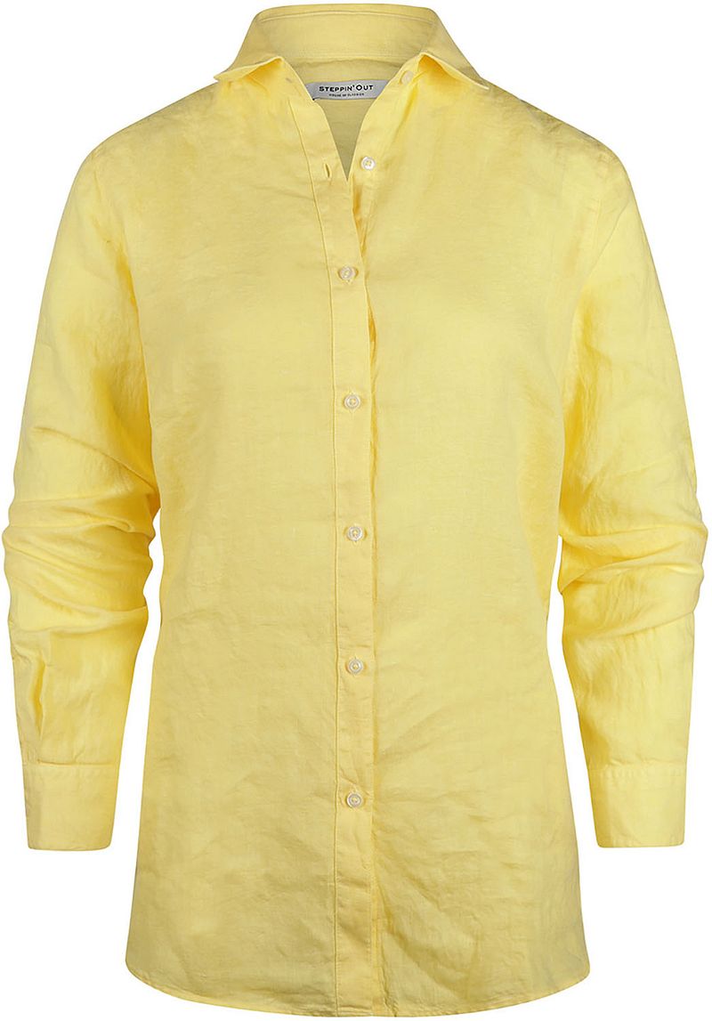 Steppin' Out Blouse Dames Lotte Linnen Lichtgeel