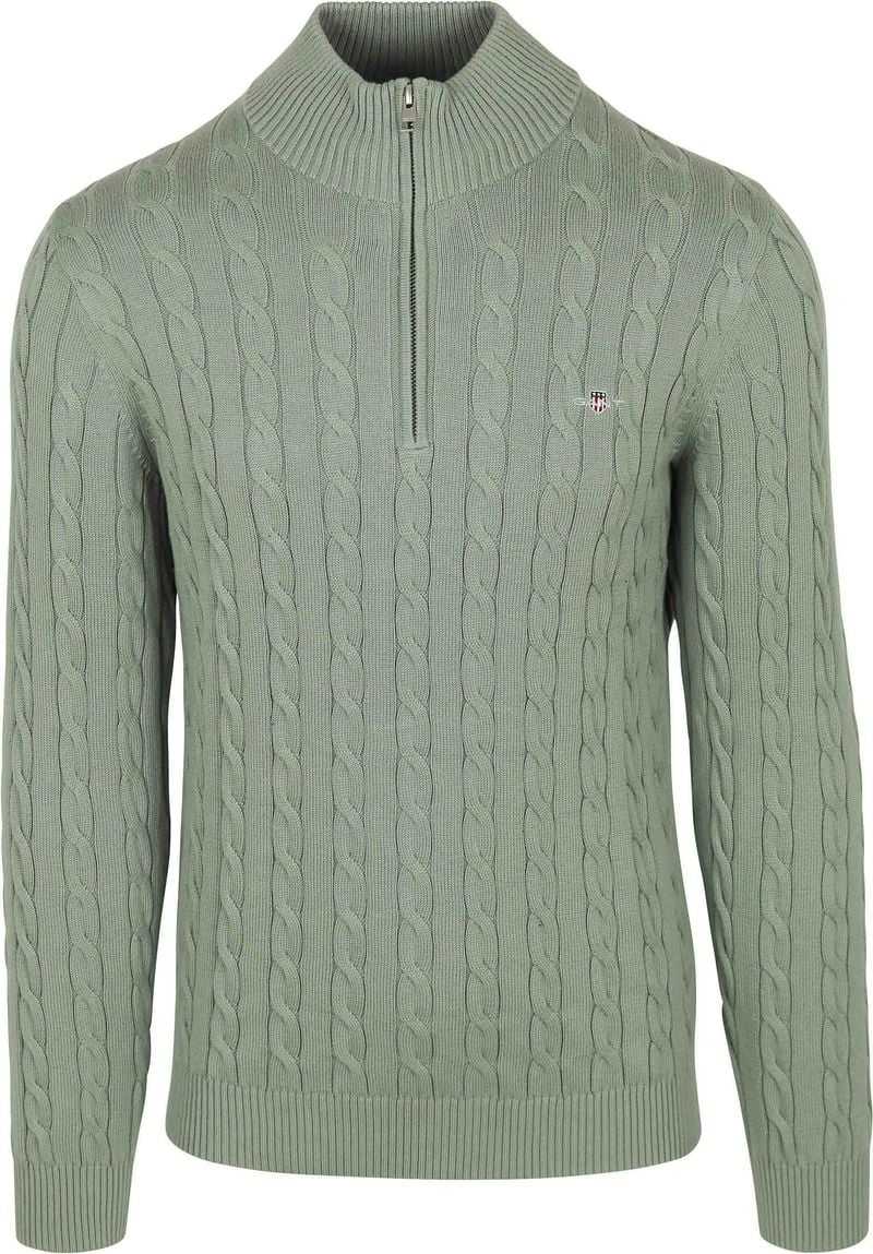 Gant Half-Zip Pullover Cable Groen